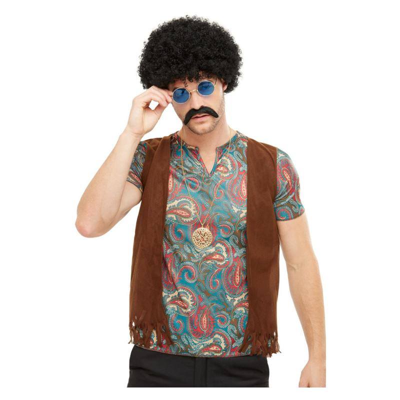 Hippi Szett Parókával, Szemüveggel, Bajusszal és Nyaklánccal