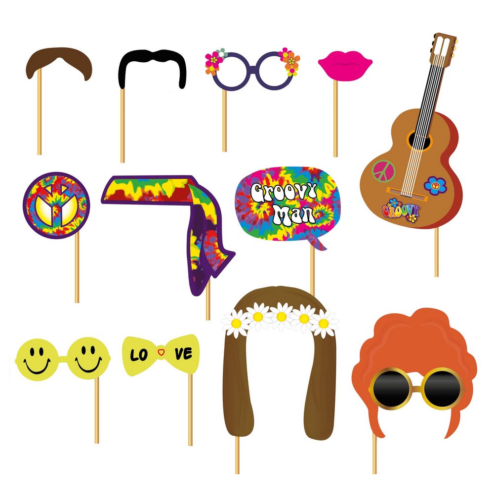 Hippie Fotó Kellék Szett Partira, 12 db