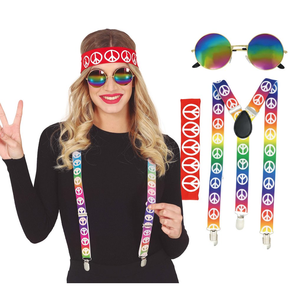 Hippie Kiegészítő Szett Felnőtteknek, Szivárványos Békajellel