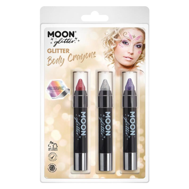 Holografikus Arc- és Testkréta - Piros, Ezüst, Lila - 3 db-os, 3,5 g