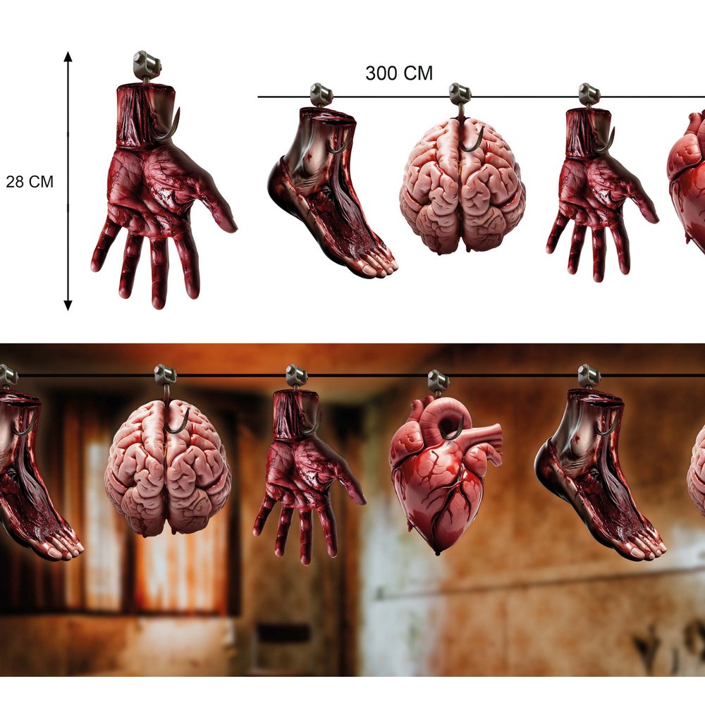 Horror Szerv Füzér Halloweenre, 300 cm