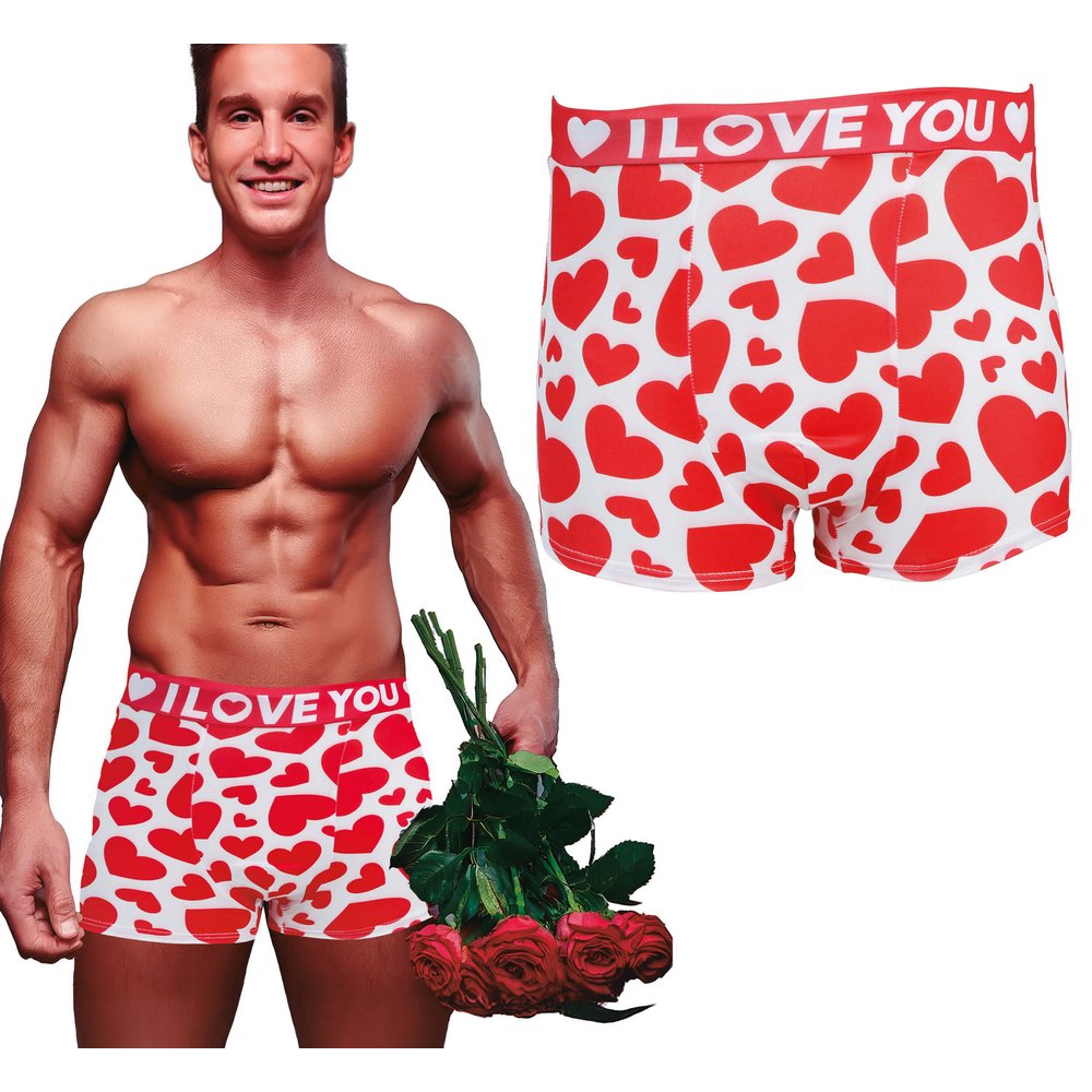 I LOVE YOU Szívecskés Boxeralsó Férfiaknak Legénybúcsúra