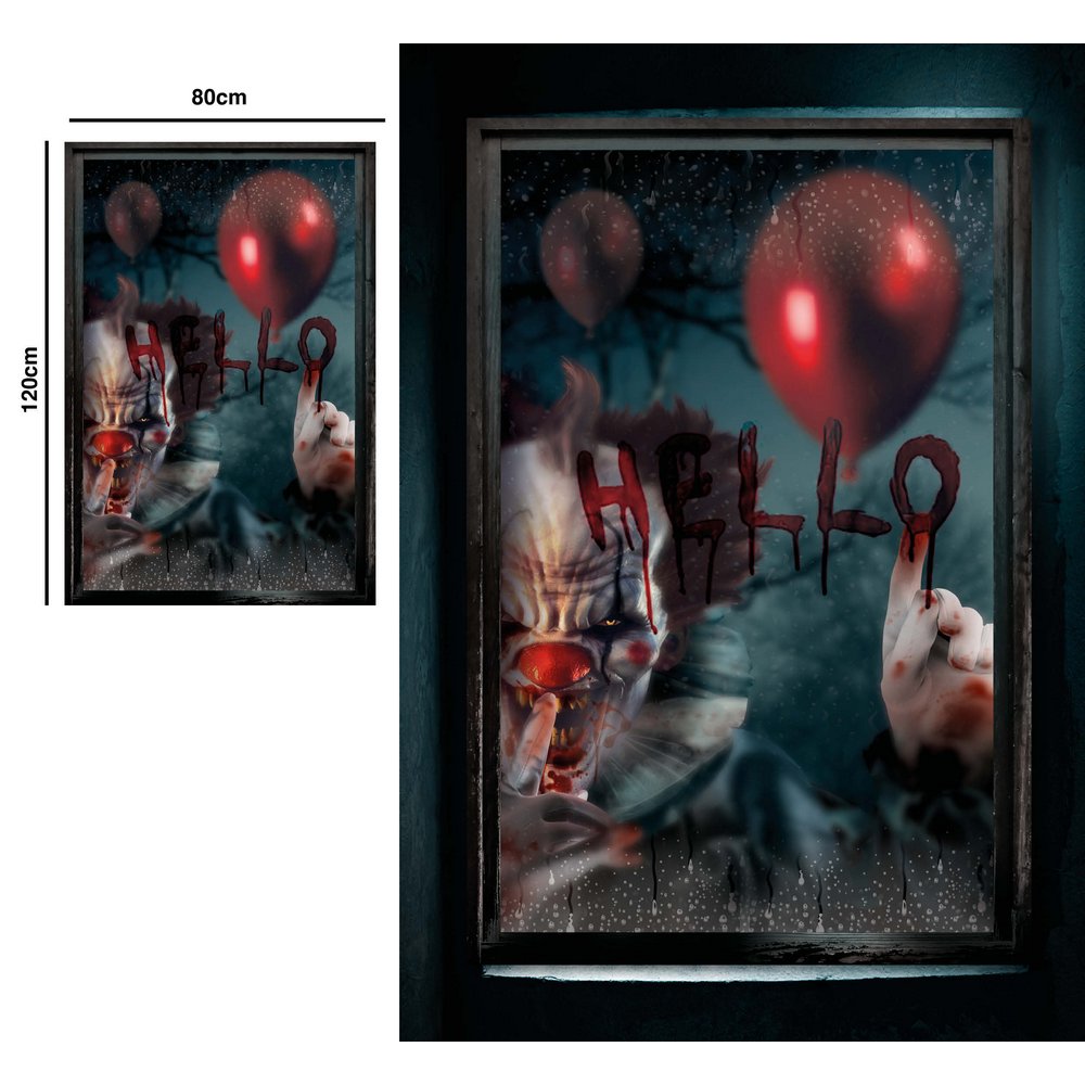Ijesztő Ablak Dekoráció Halloweenre, 80x120 cm