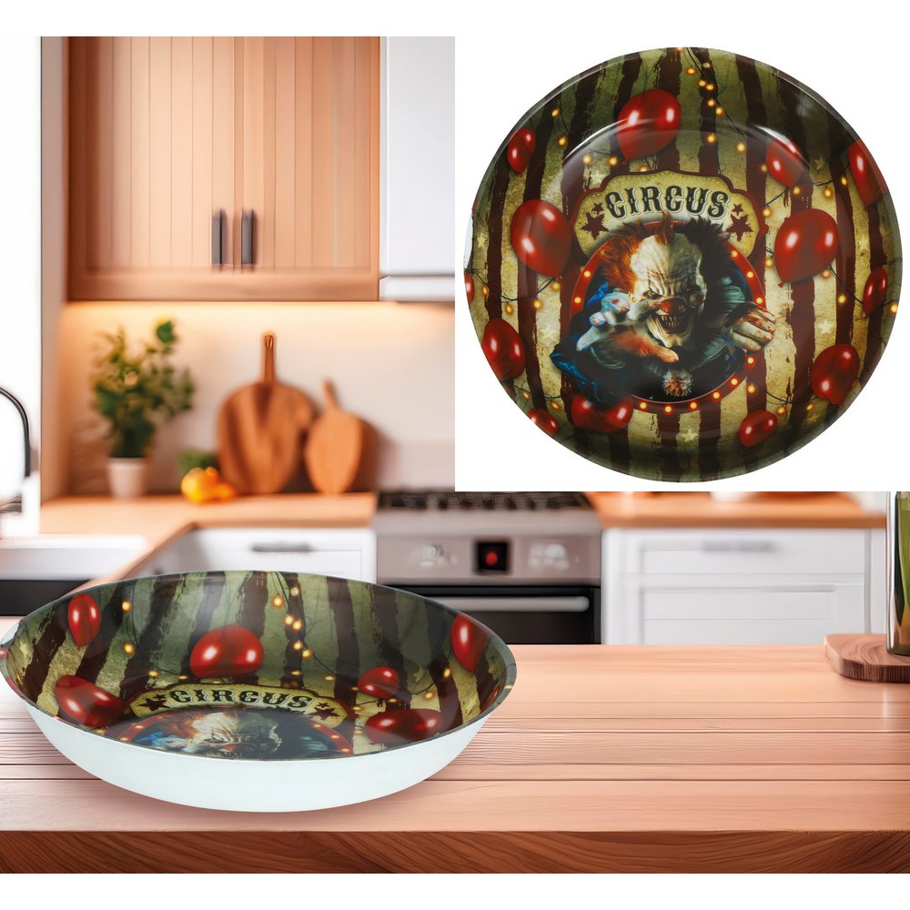 Ijesztő Bohóc Cirkusz Műanyag Tál Halloweenra, 32 cm