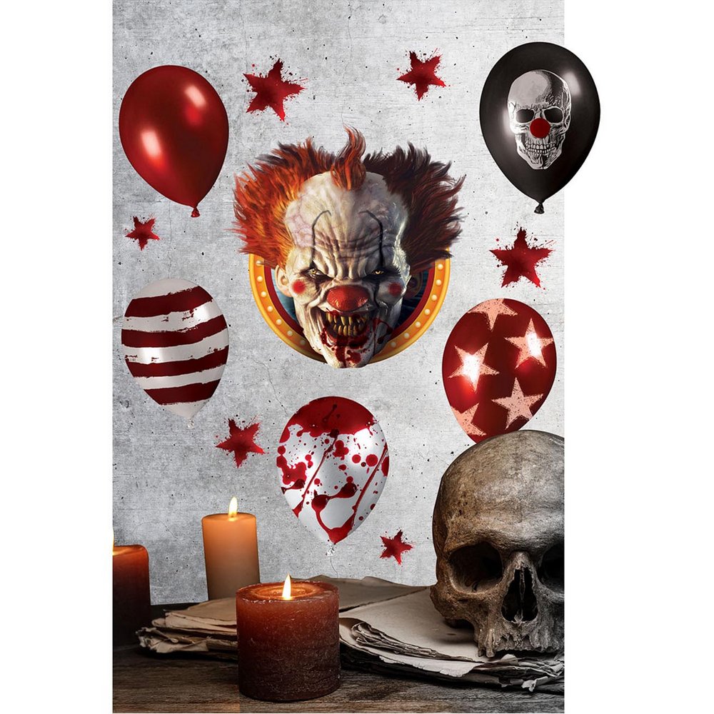 Ijesztő Bohóc Halloween Fali Matrica, 25x70 cm