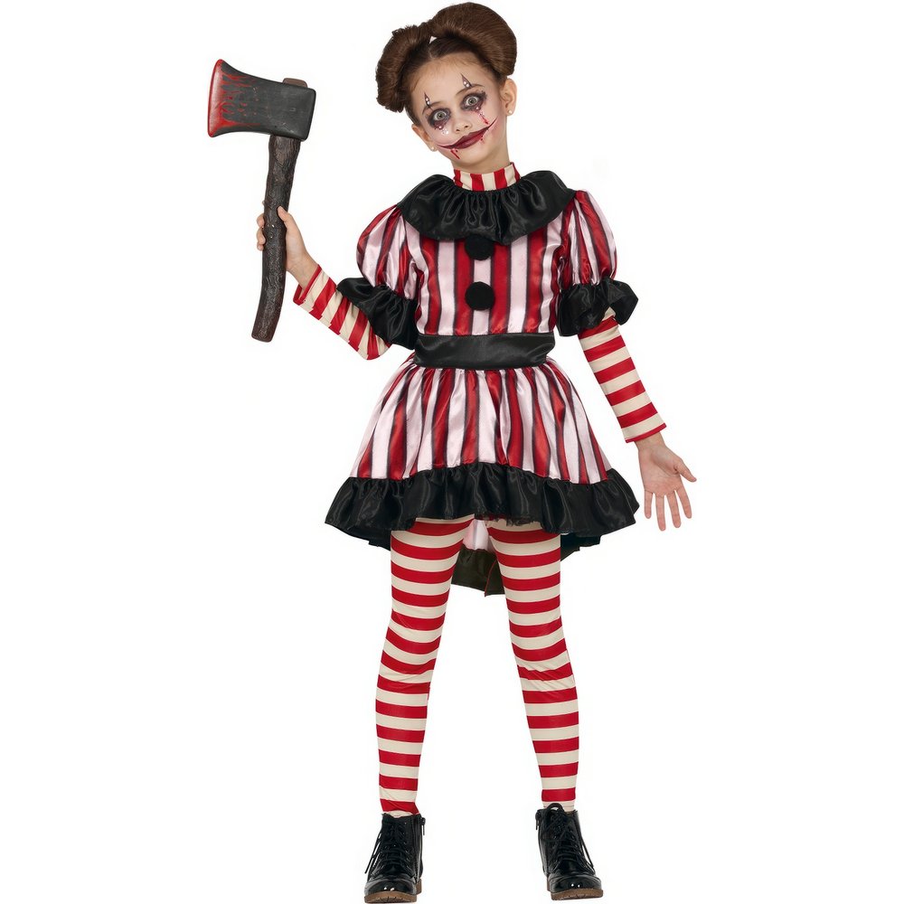 Ijesztő Bohóc Lány Jelmez Halloweenre, 5 - 6 Év