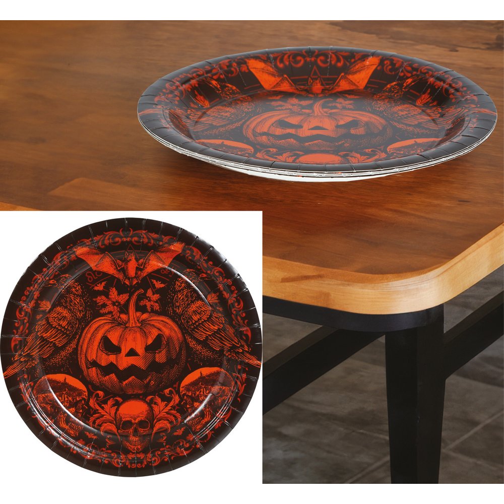 Ijesztő Halloween Parti Tányér Szett, 6 db, 23 cm