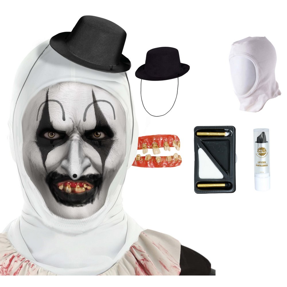 Ijesztő Horror Bohóc Kiegészítő Szett Felnőtteknek Halloweenre, 5 részes