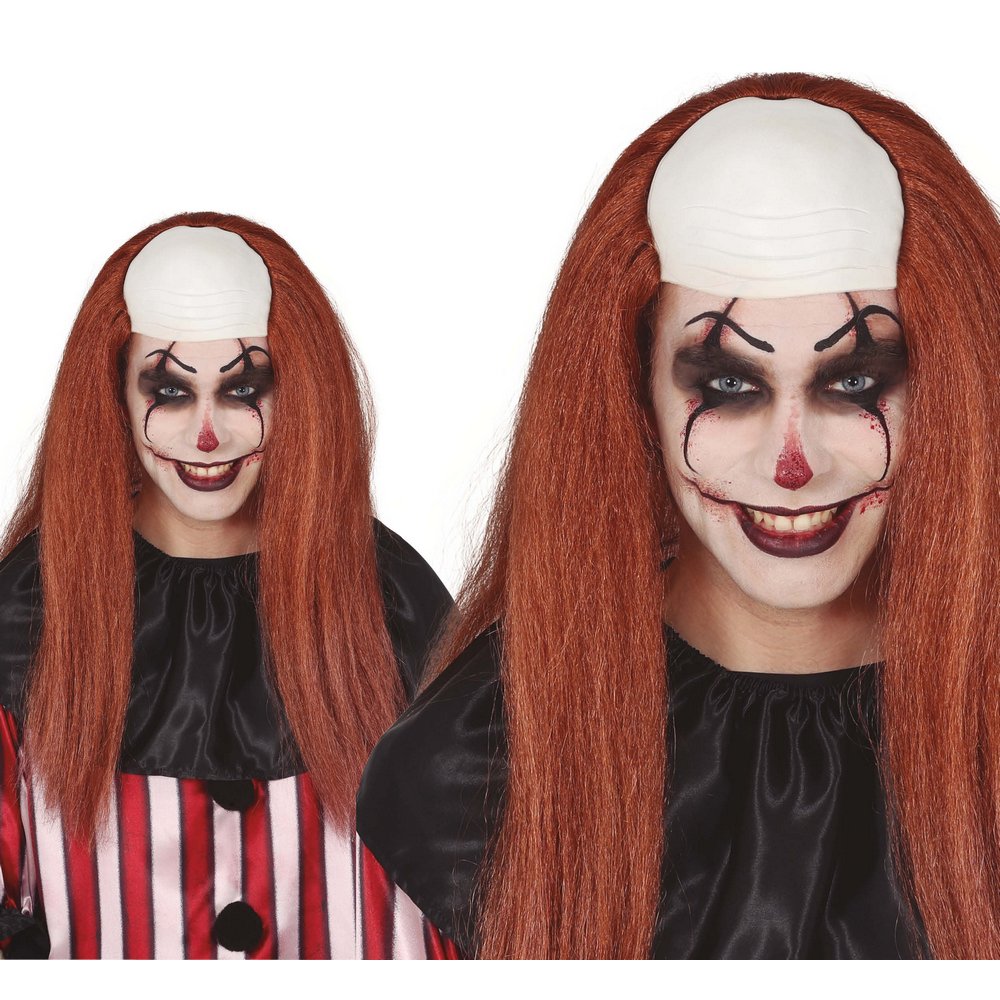 Ijesztő Kopasz Bohóc Paróka Hosszú Barna Hajjal Halloweenre