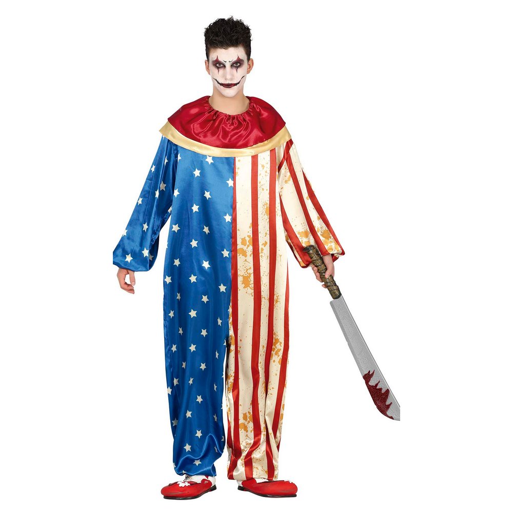 Ijesztő Patrióta Bohóc Fiú Jelmez Halloweenre, 14 - 16 Év