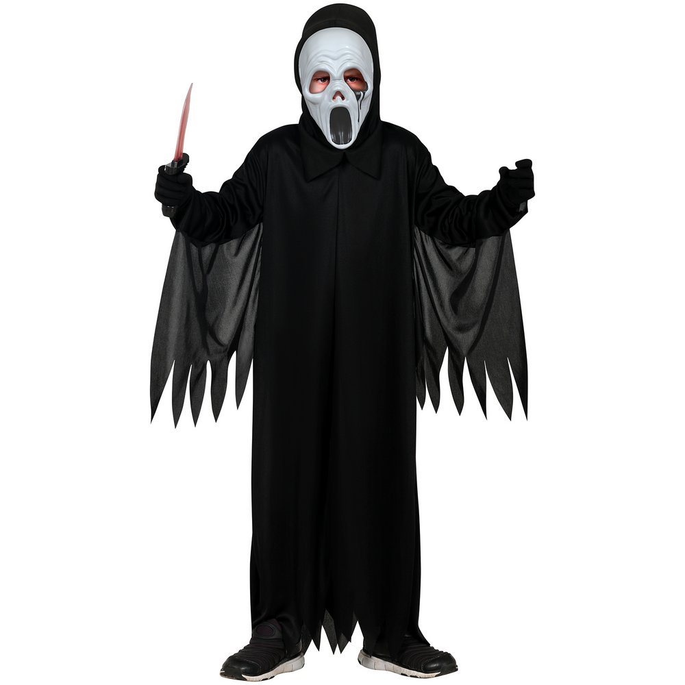 Ijesztő Szellem Gyilkos Fiú Jelmez Halloweenre, 10 - 12 Év, Fekete