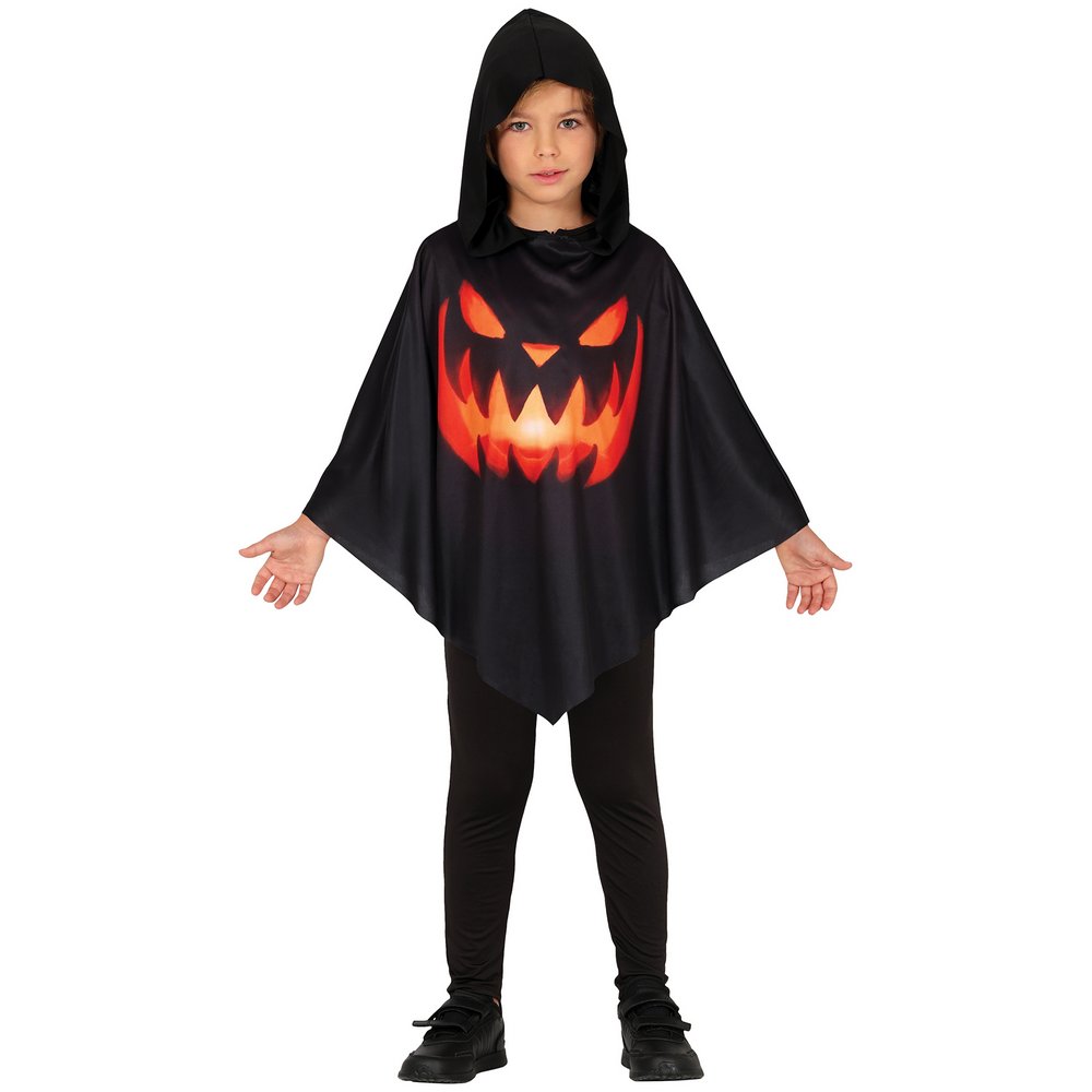 Ijesztő Tök Poncsó Jelmez Gyerekeknek Halloweenre, 7 - 9 Év, Fekete