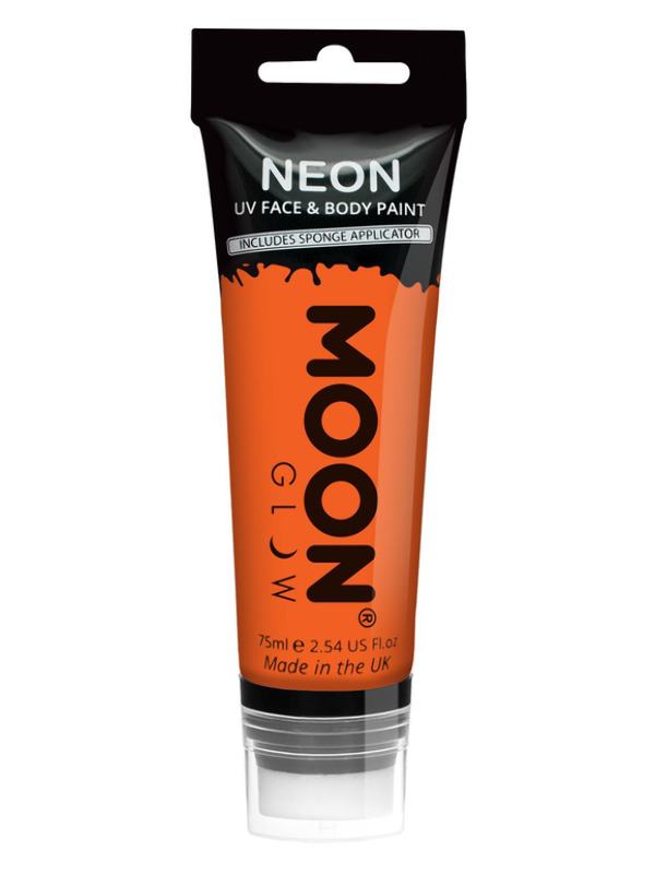Intenzív Neon Narancssárga UV Arc- és Testfesték Szivaccsal Egyéni Kivitelben - 75 ml