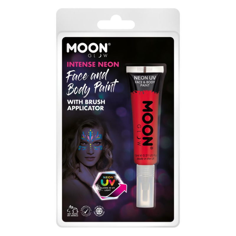 Intenzív Neon Piros UV-s Arcfesték Csomagolásban - 15 ml
