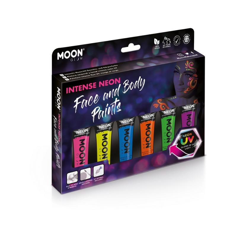 Intenzív Színű UV Neon Arc- és Testfesték - 6 db-os, 12 ml
