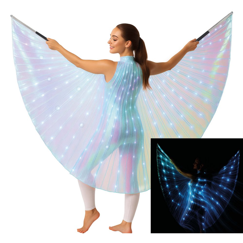 Irizáló LED-es Köpeny Pálcákkal Nőknek, 140 cm