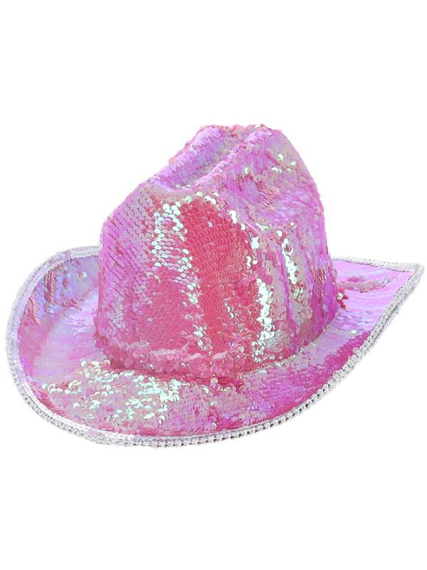 Irizáló Rózsaszín Flitteres Cowboy Kalap