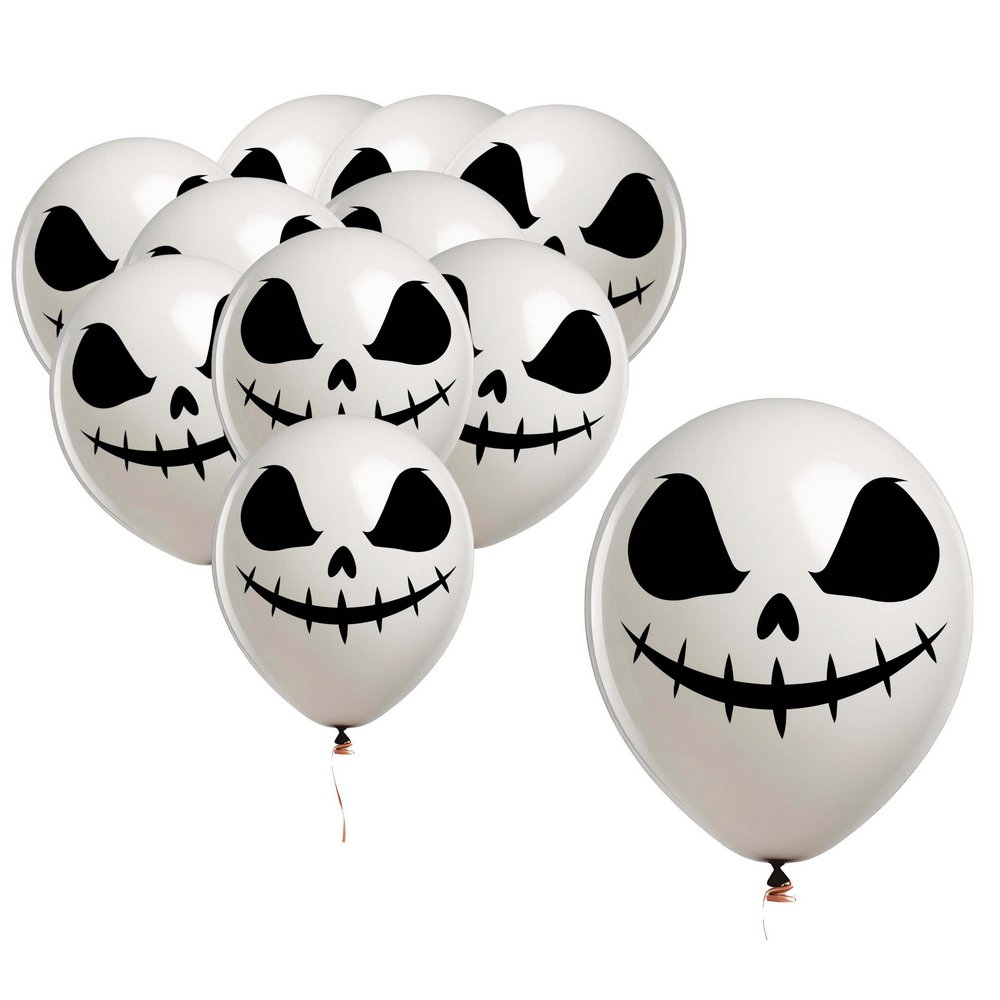 Jack Skellington Szellemfej Lufi Szett Halloweenre, 10 db, 30 cm
