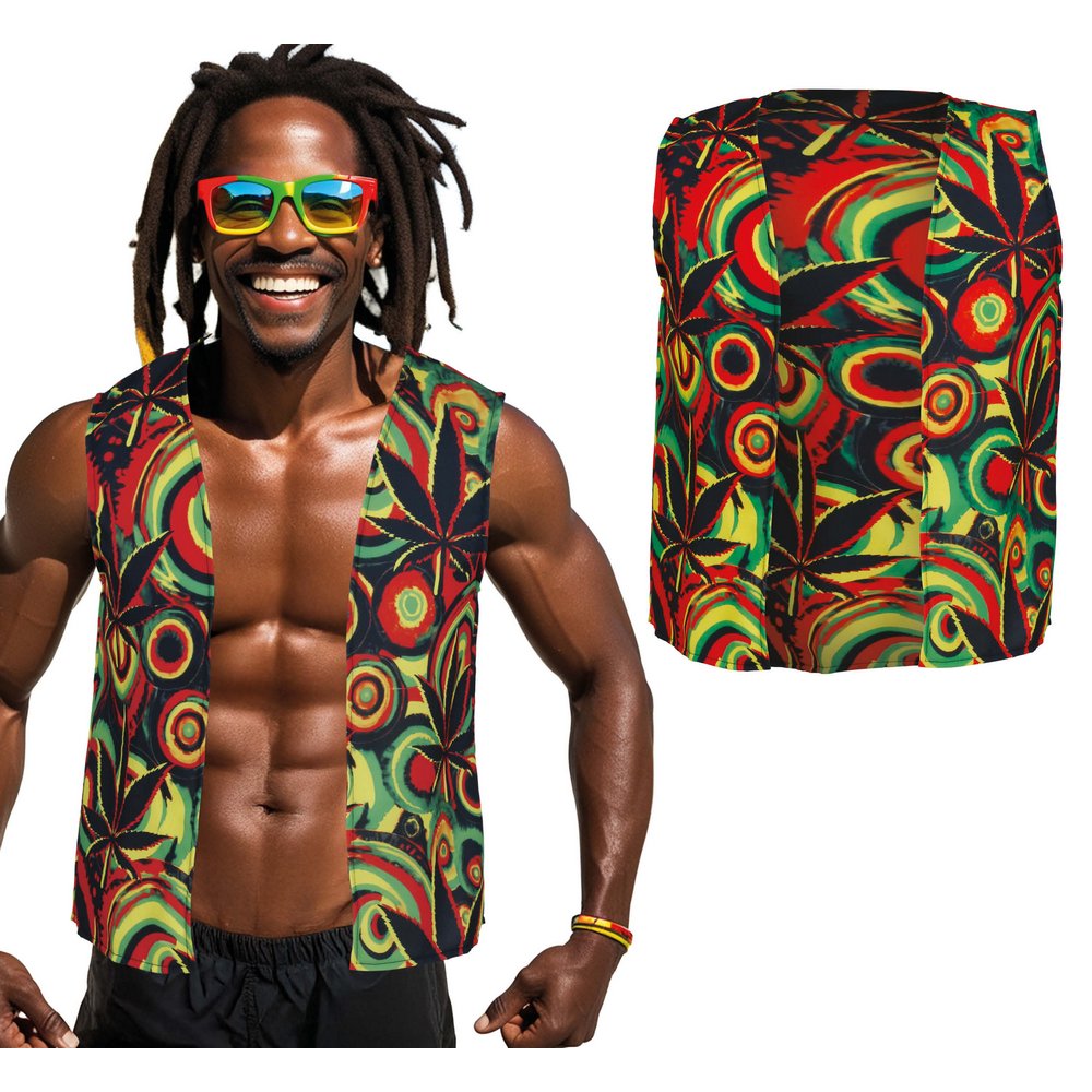 Jamaicai Raszta Kenderlevél Mintás Mellény Unisex Felnőtteknek