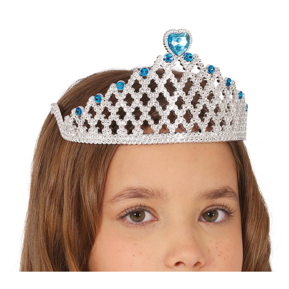 Jég Hercegnő Ezüst Tiara Kék Szívvel Lányoknak