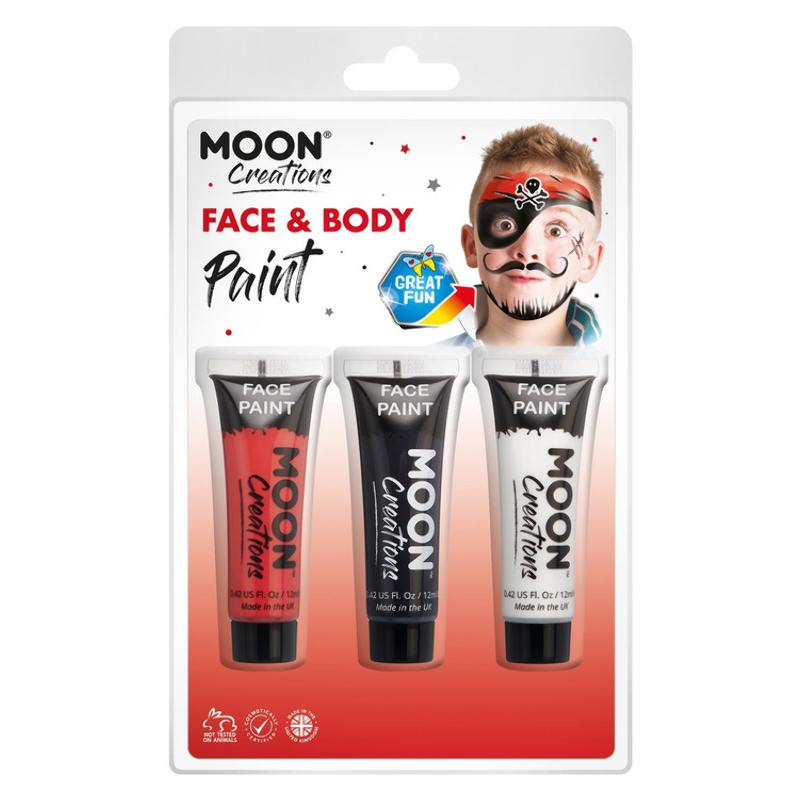 Kalóz Témájú Arc- és Testfesték Csomagolásban - 3 db-os, 12 ml