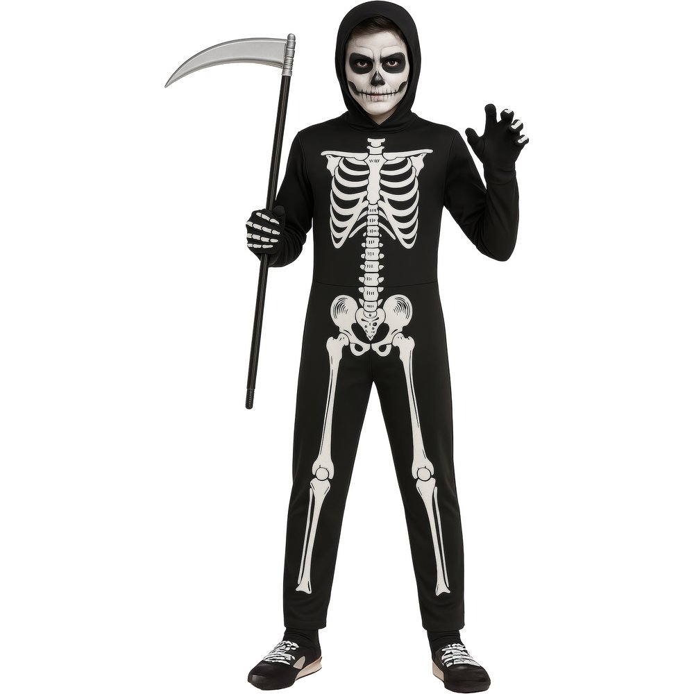 Kapucnis Csontváz Fiú Jelmez Halloweenre, 14 - 16 Év