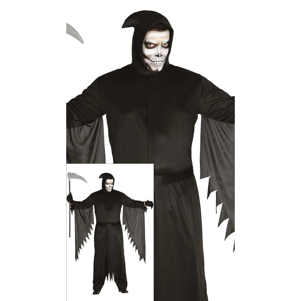 Kaszás Férfi Jelmez Halloweenre, L (52-54), Fekete