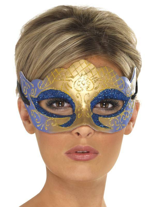 Kék-Arany Glitteres Velencei Szemmaszk