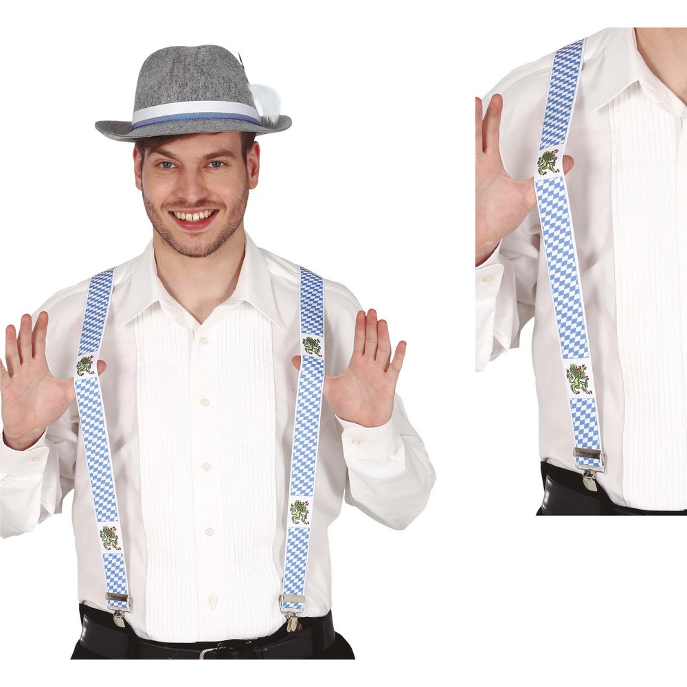 Kék-Fehér Kockás Oktoberfest Nadrágtartó Férfiaknak