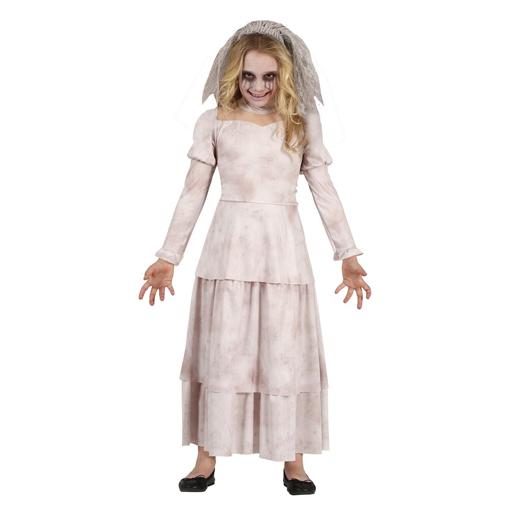 Kísértet Lány Jelmez Fátylas Ruhával Halloweenre, 10 - 12 Év