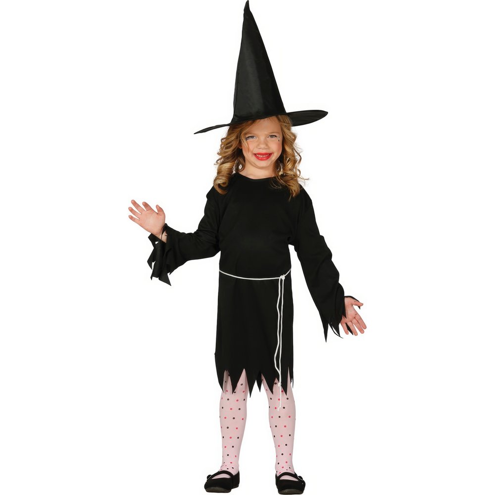 Klasszikus Boszorkány Lány Jelmez Halloweenre, 10 - 12 Év, Fekete