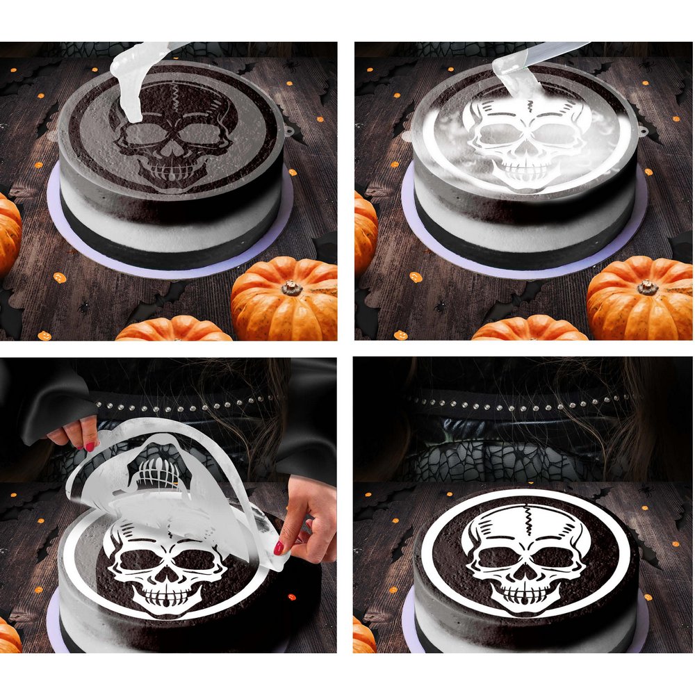 Koponya Tortadíszítő Sablon Halloweenre, 25 cm