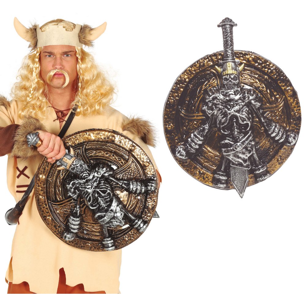Koponyás Viking Pajzs és Kard Szett Felnőtteknek, Pajzs 45 cm, Kard 57 cm
