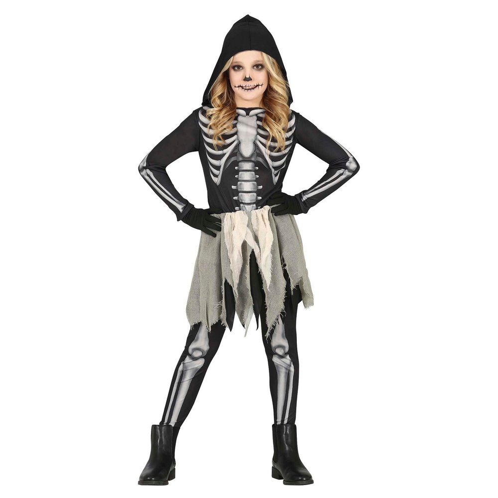 Kopott Csontváz Lány Jelmez Szett Halloweenre, 7 - 9 Év