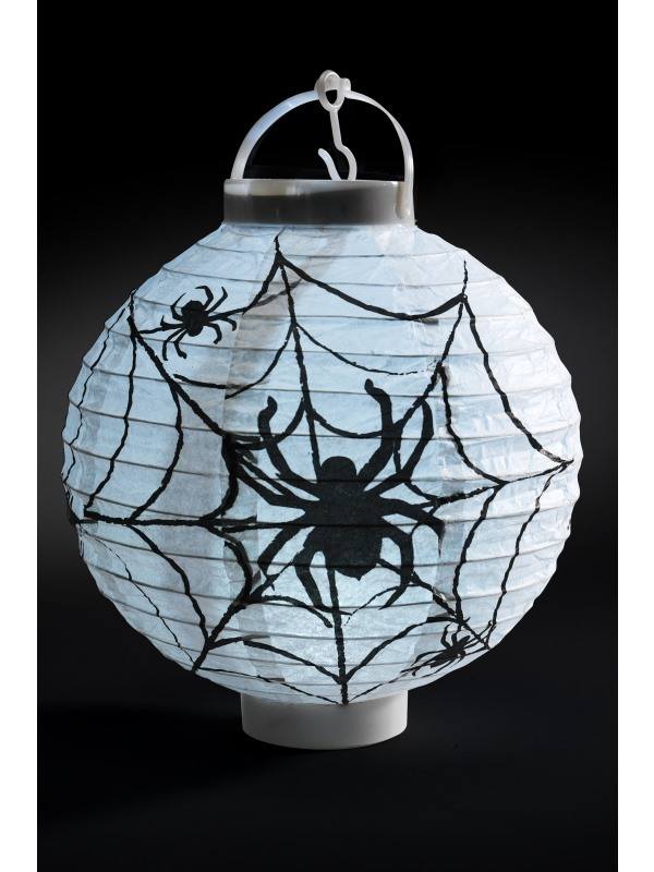 Fehér Papír Pókhálós Lampion LED-es - 20 cm x 7 cm x 22 cm