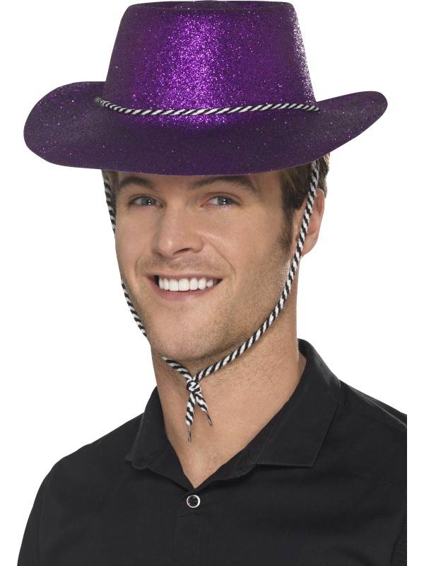 Lila Glitteres Cowboy Kalap