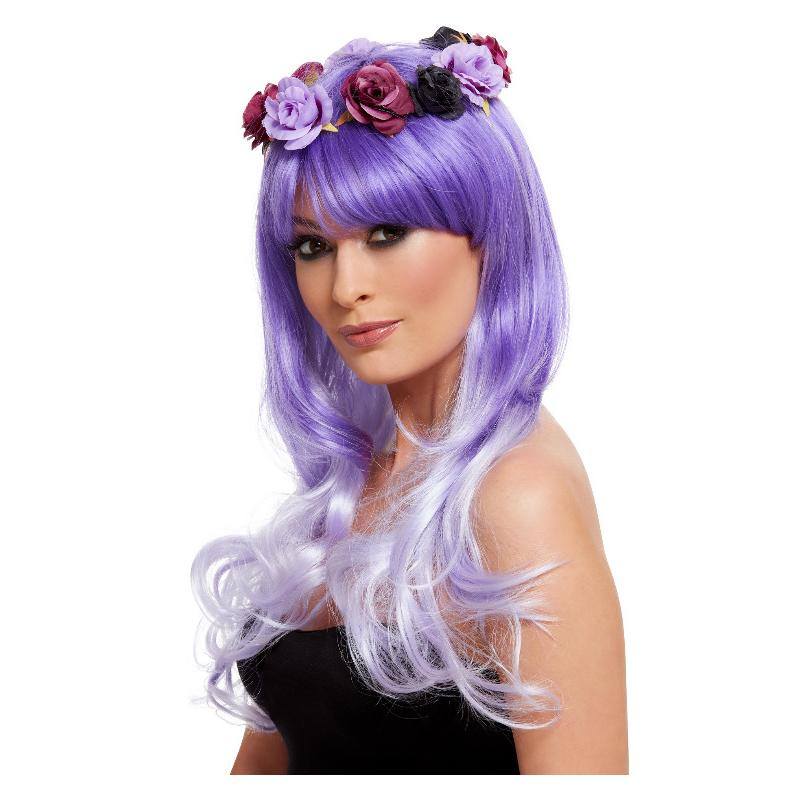 Lila Holtak Napja Paróka Virágdíszítéssel