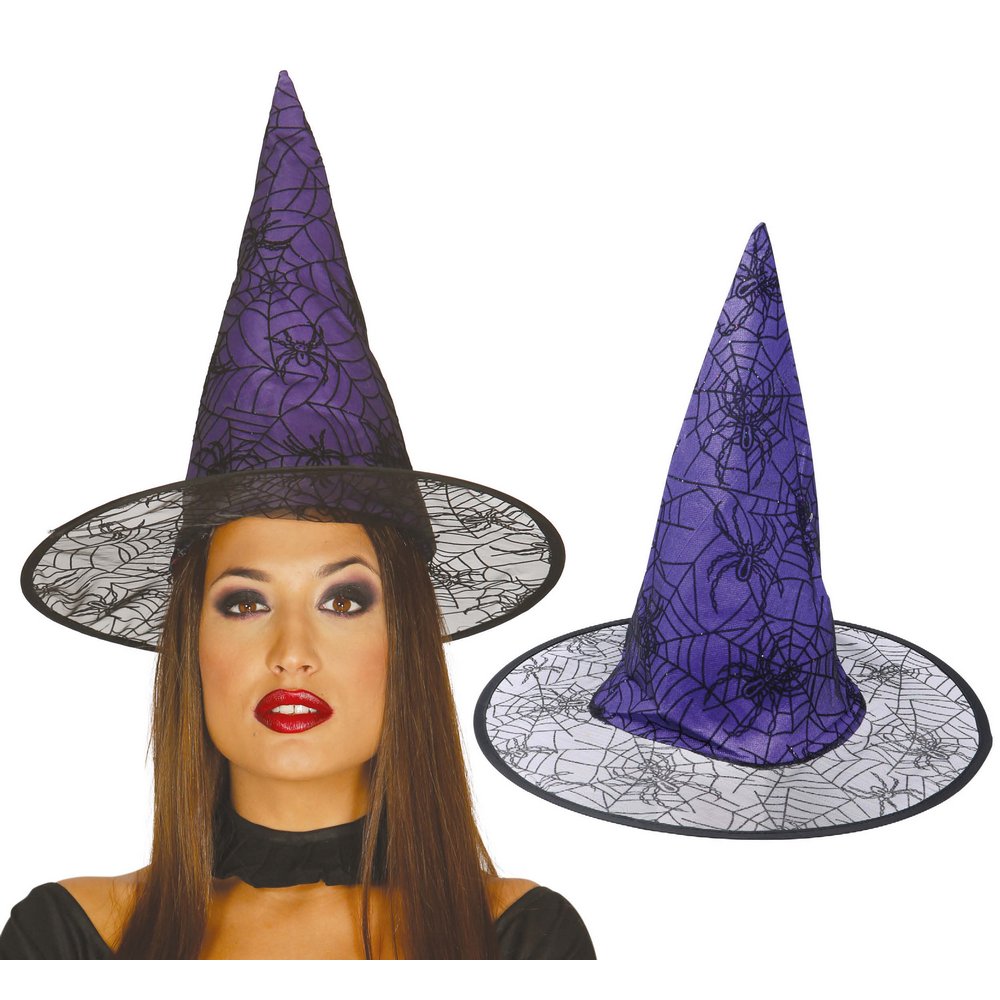 Lila Pók mintás Boszorkány Kalap Nőknek Halloweenre