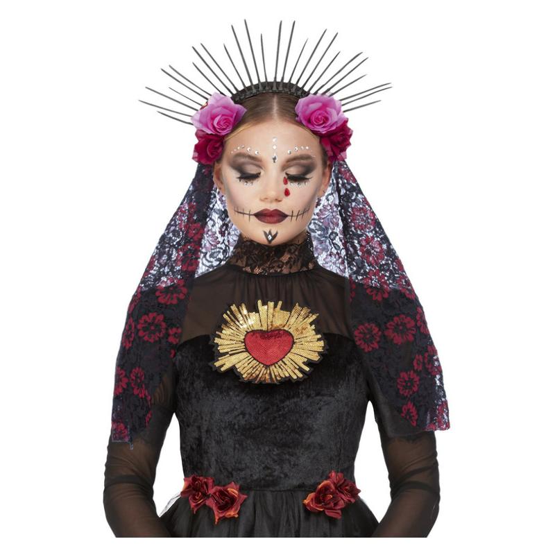 Mexikói Halottak Napja Rózsás Fejdísz Fátyollal