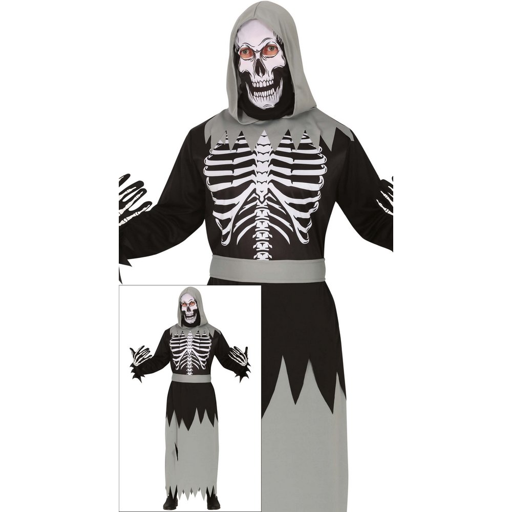 Misztikus Csontváz Férfi Jelmez Halloweenre, L (52-54), Fekete, Zöld