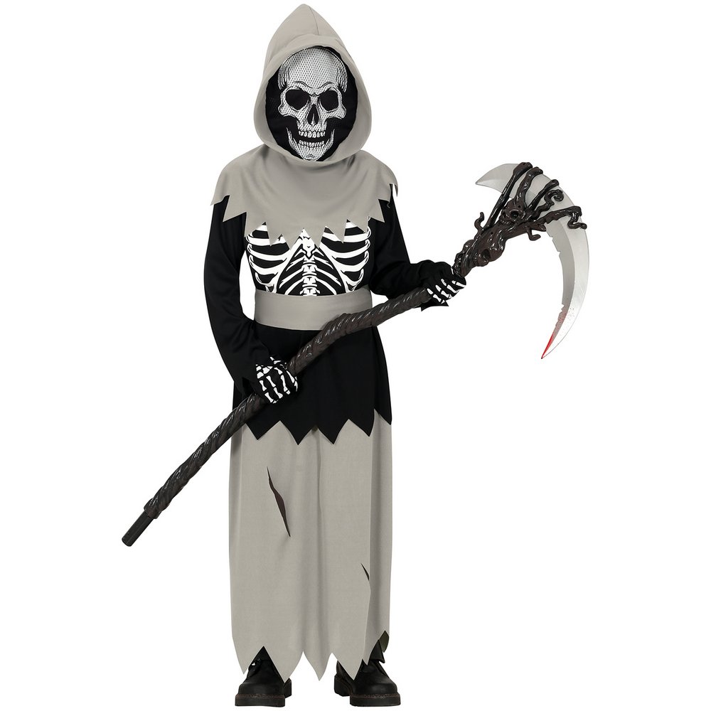 Misztikus Csontváz Fiú Jelmez Halloweenre, 7 - 9 Év, Fekete, Zöld