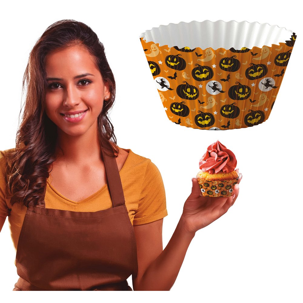 Narancssárga 50 db Halloween Muffin Papír Kapszli,  5 cm