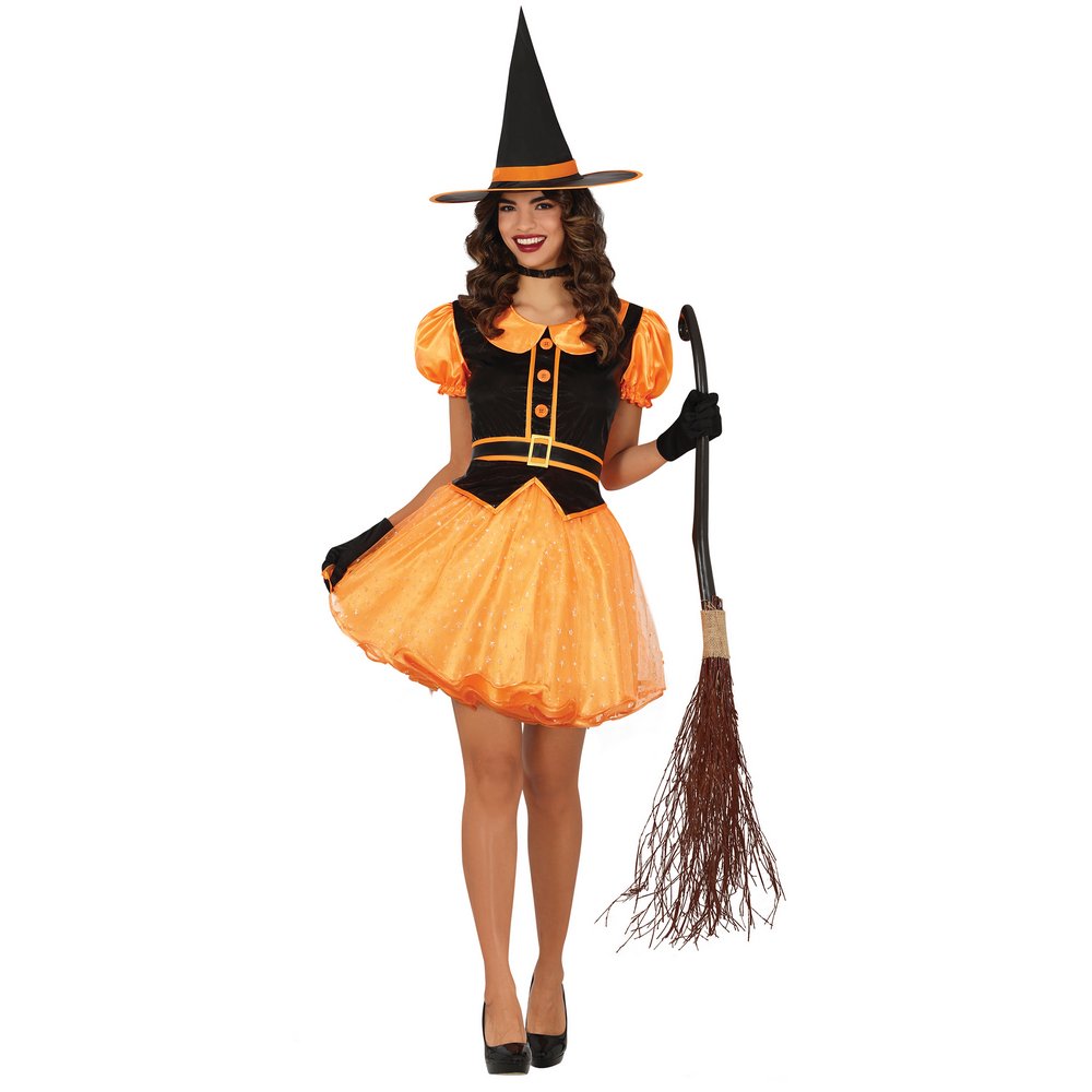 Narancssárga Boszorkány Jelmez Női Halloweenre