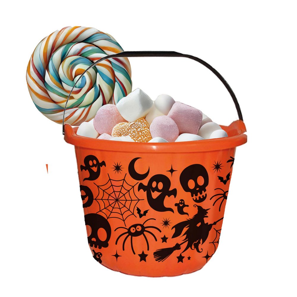 Narancssárga Fekete-Narancs Halloween Vödör Édességgyűjtésre