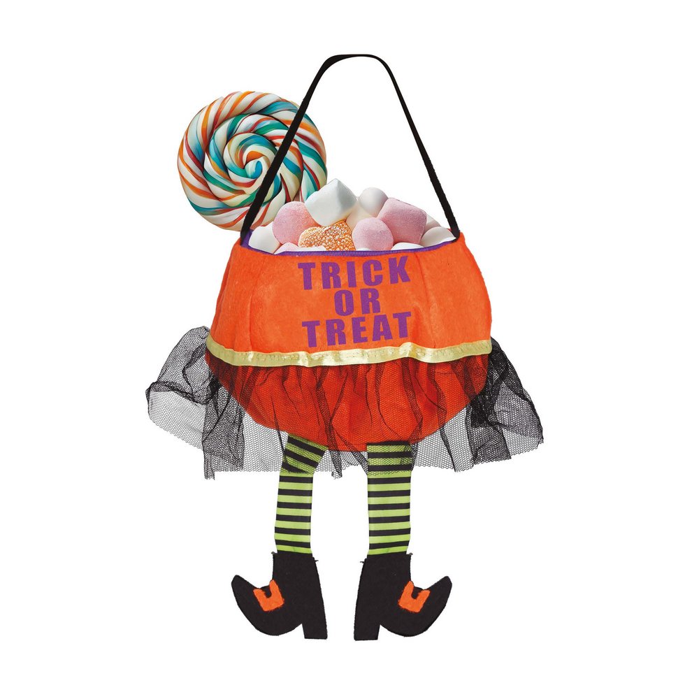 Narancssárga Filc Trick or Treat Vödör, 20 cm