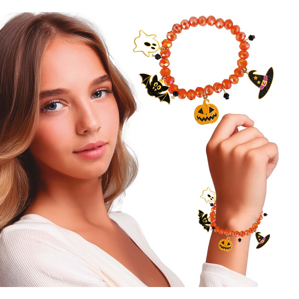 Narancssárga Halloween Karkötő Díszekkel