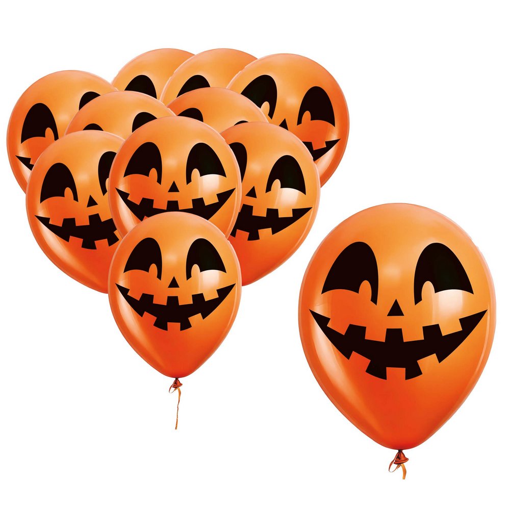 Narancssárga Halloween Tökfej Lufi Szett, 10 db, 30 cm