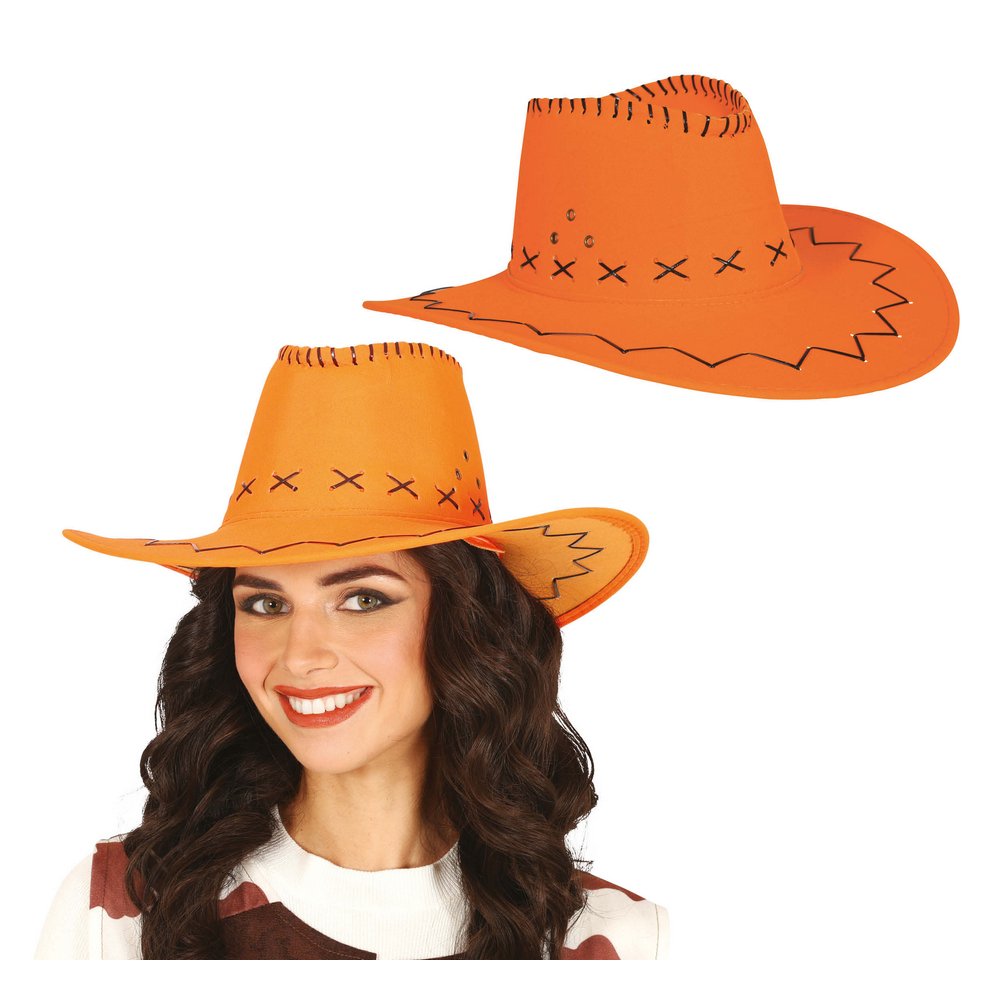 Narancssárga Műbőr Cowboy Kalap Felnőtteknek