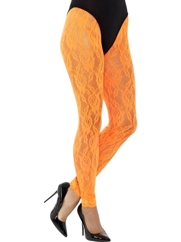 Neonnarancssárga Női Csipkeleggings