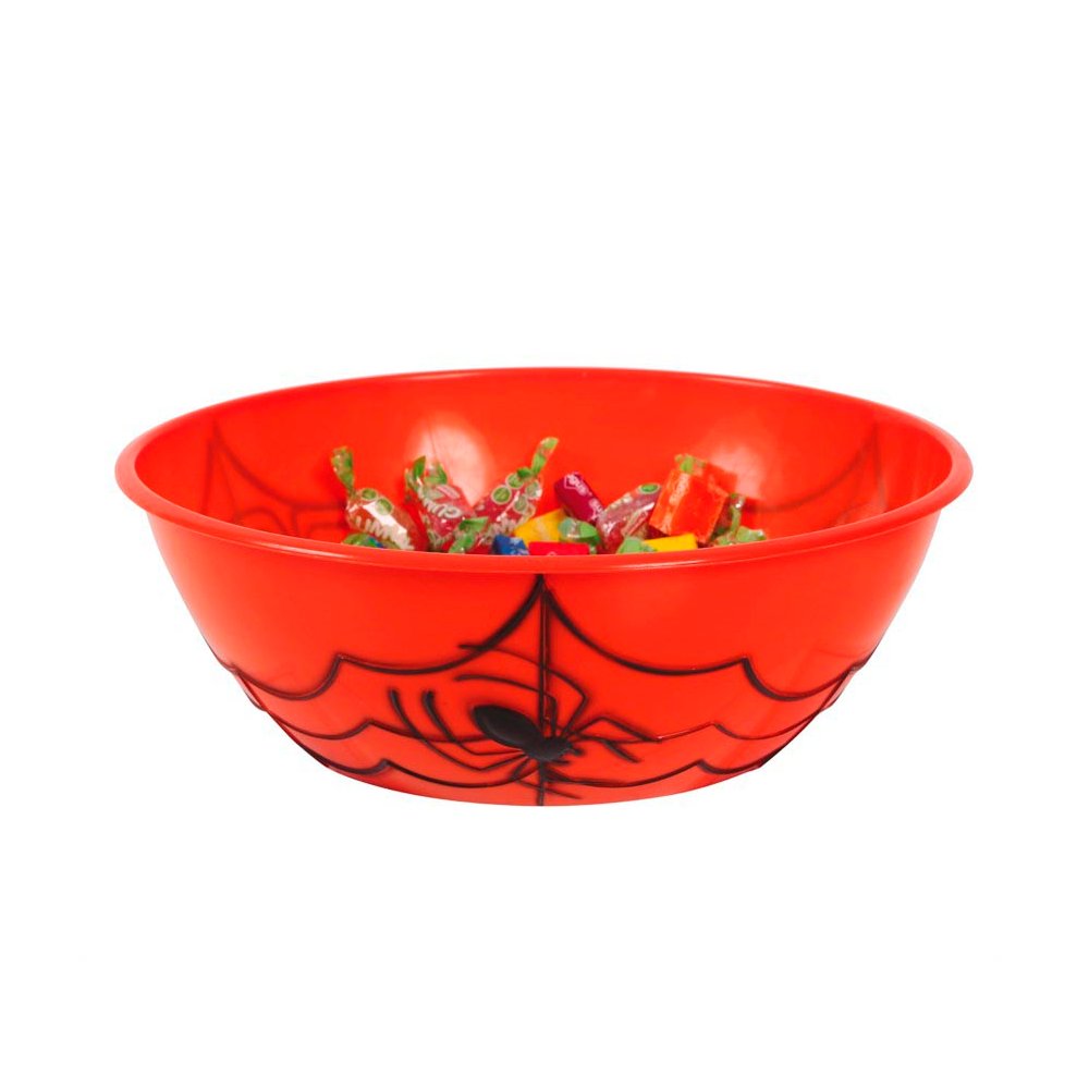 Narancssárga Pók mintás Halloween Tál, 27x9 cm